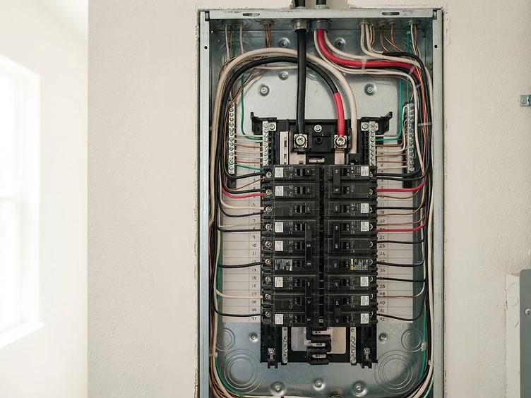 Inspector examining an electrical panel