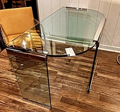 Modern glass and chrome dining table