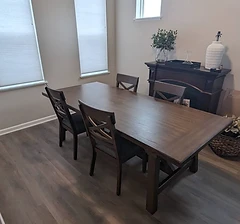 Dark wood dining table and chairs delivered