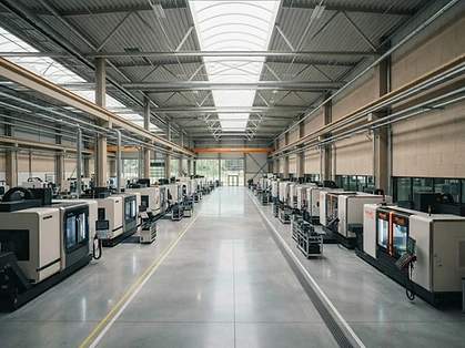 Modern precision manufacturing facility interior