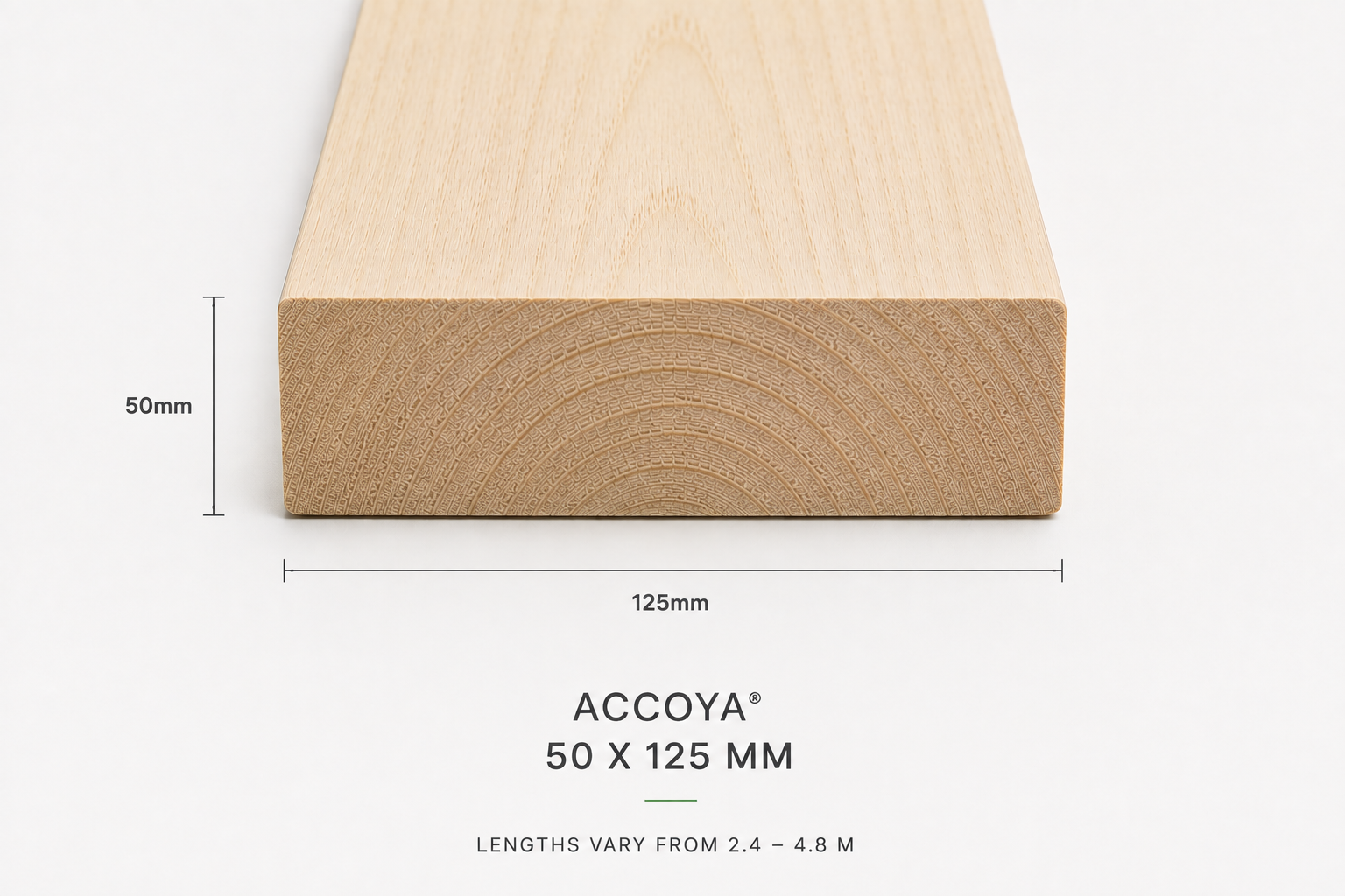 Accoya natural plank 50 x 125 mm
