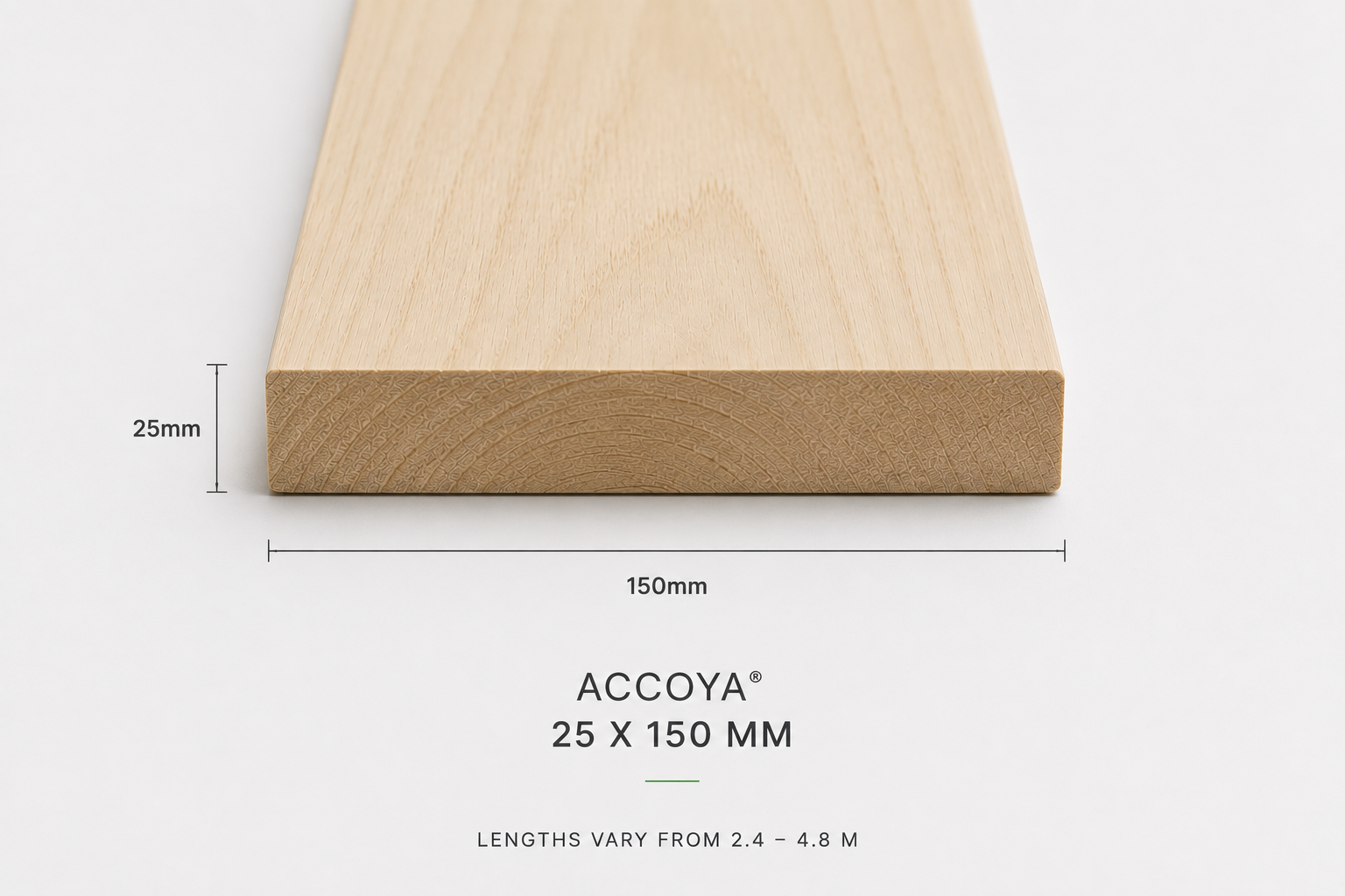 Accoya natural plank 25 x 150 mm