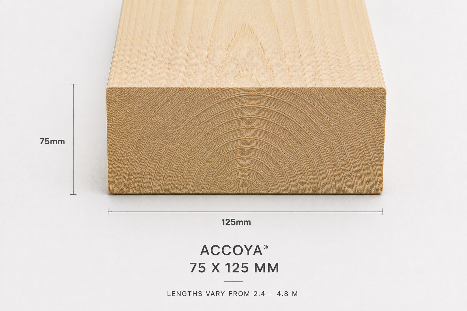 Accoya natural plank 75 x 125 mm