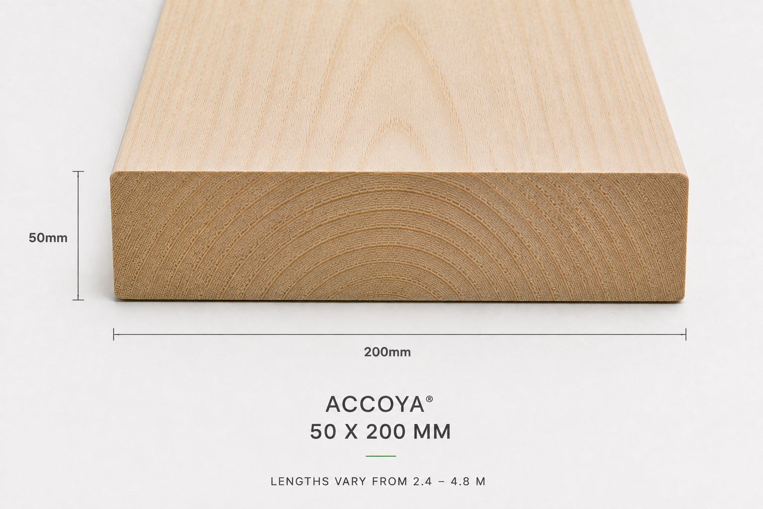 Accoya natural plank 50 x 200 mm