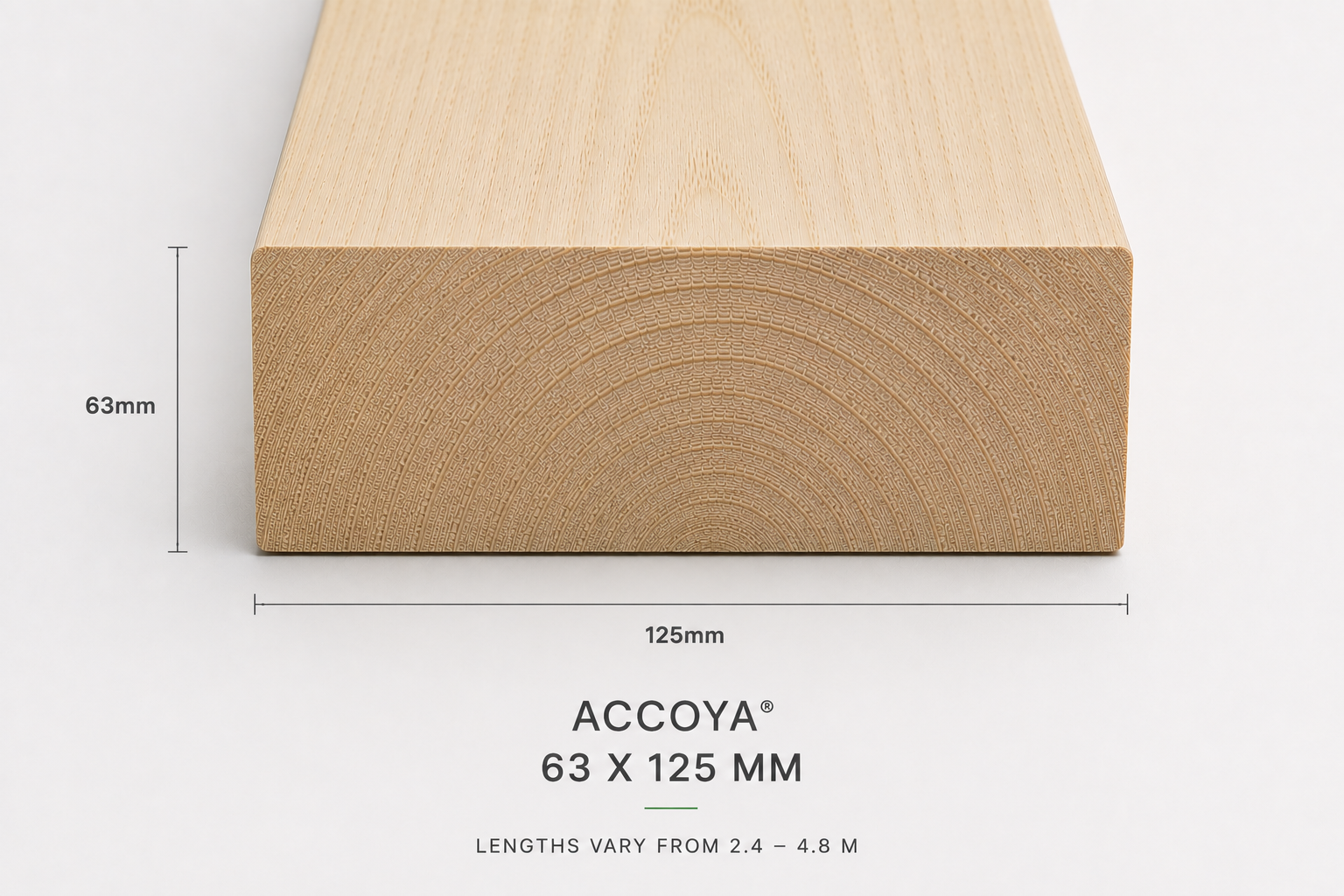 Accoya natural plank 63 x 125 mm