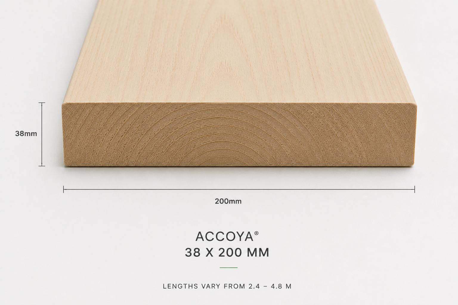 Accoya natural plank 38 x 200 mm