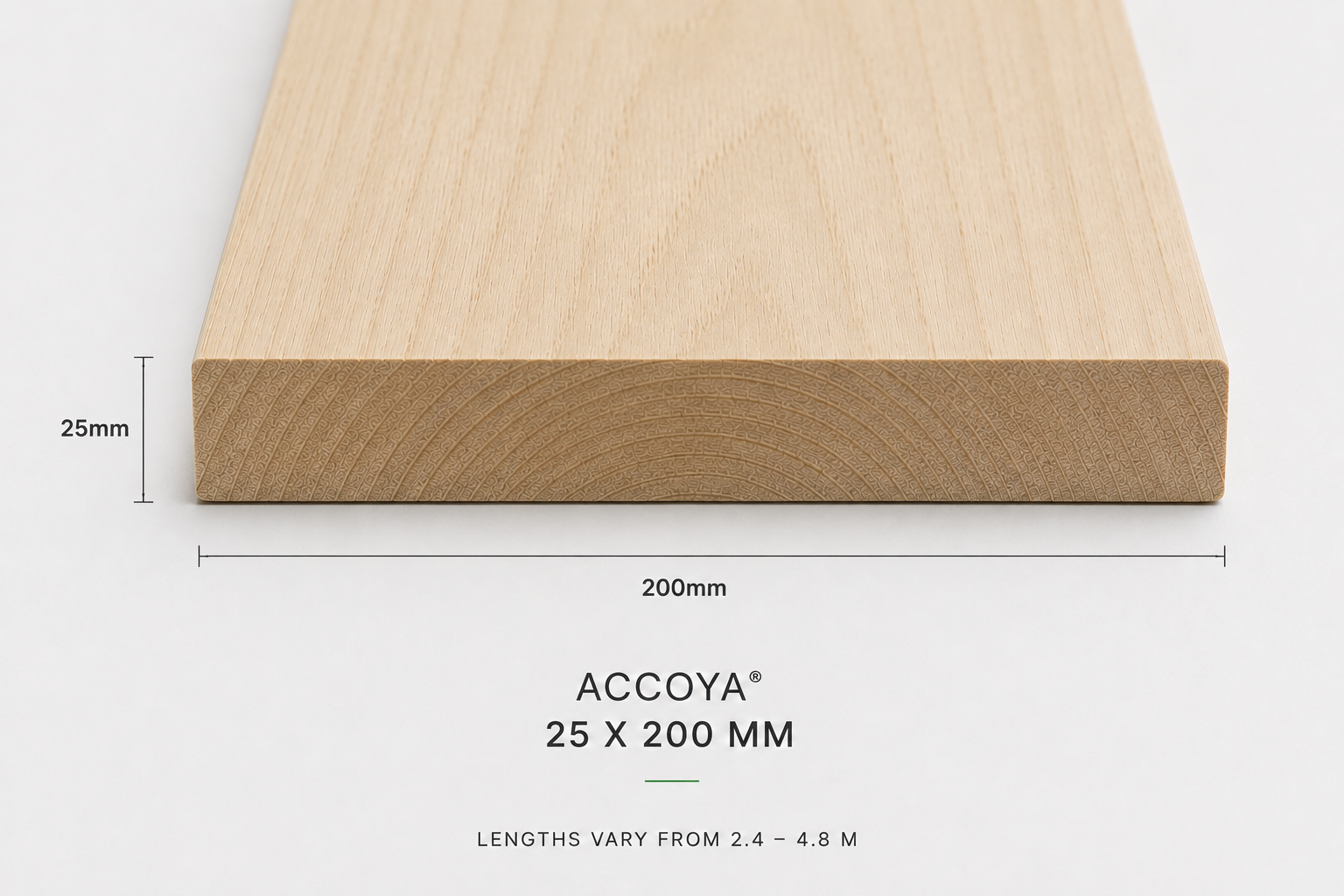 Accoya natural plank 25 x 200 mm