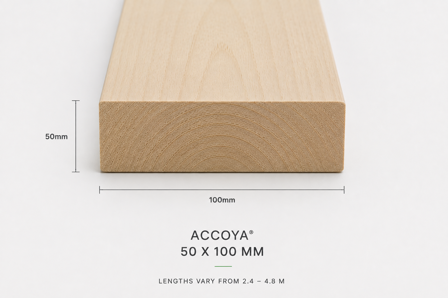 Accoya natural plank 50 x 100 mm