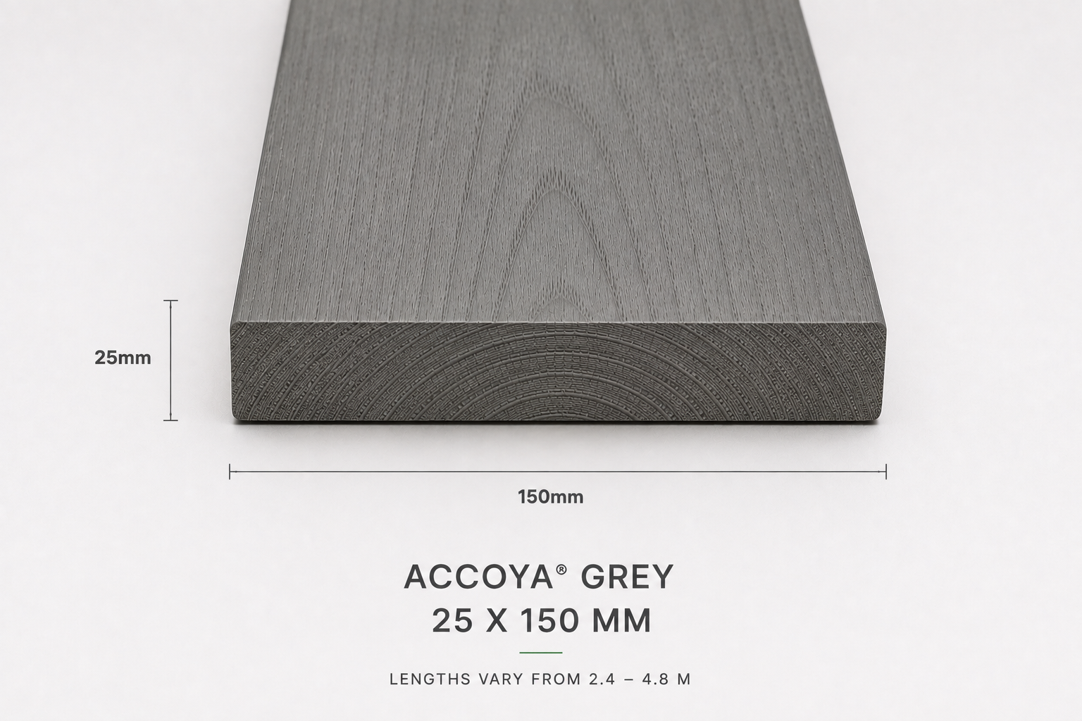 Accoya grey plank 25 x 150 mm