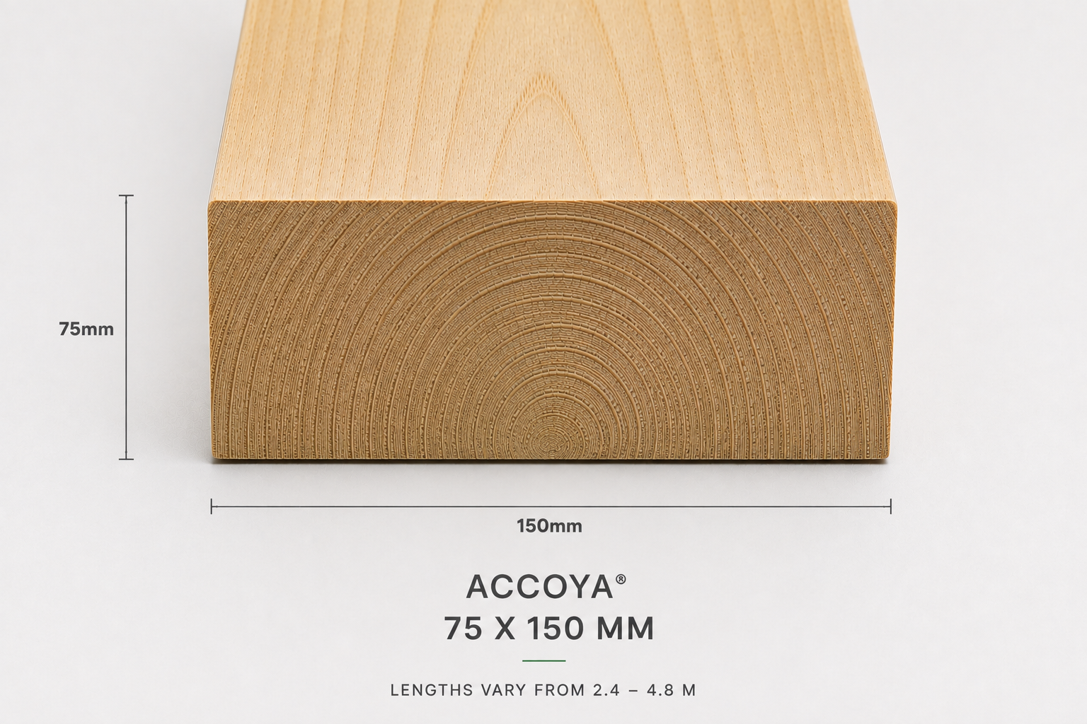Accoya natural plank 75 x 150 mm