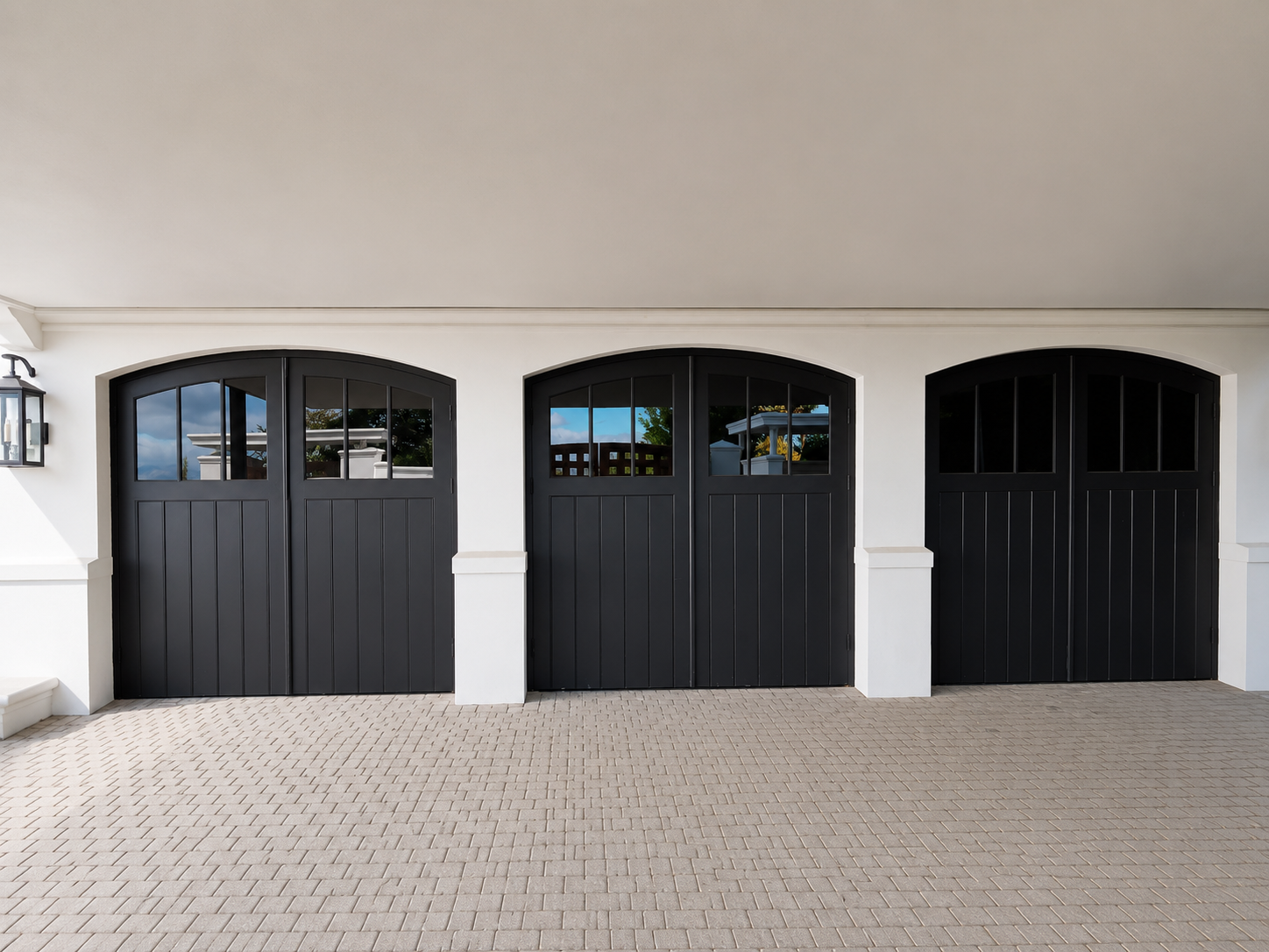 Three-Bay Arched Garage Doors