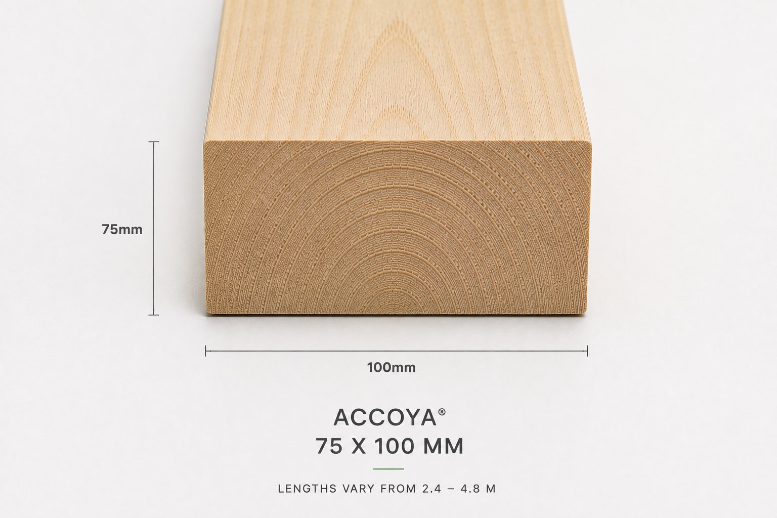 Accoya natural plank 75 x 100 mm