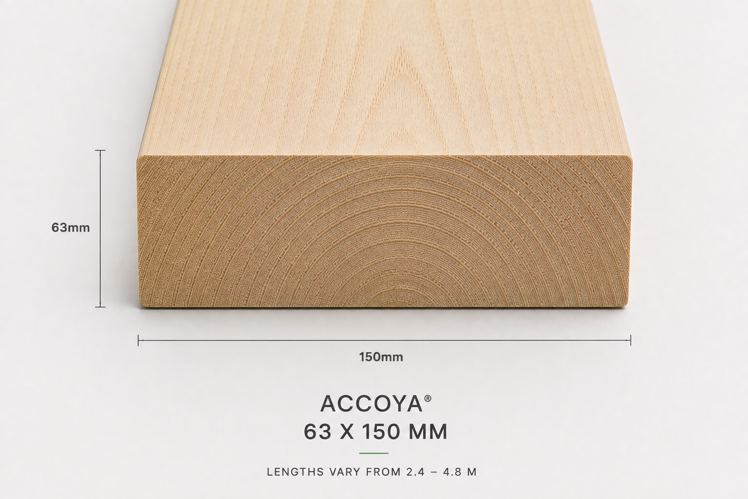 Accoya natural plank 63 x 150 mm