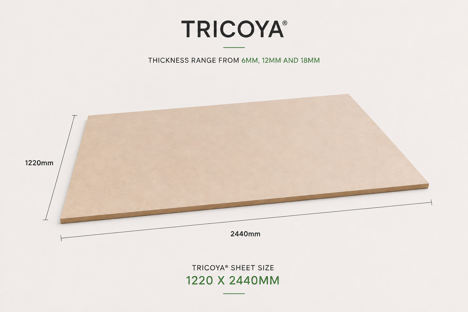 Tricoya® panel sheet — 1220 x 2440mm