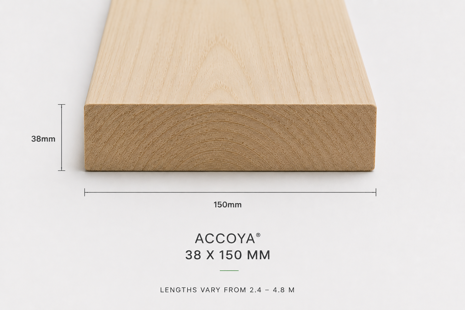 Accoya natural plank 38 x 150 mm
