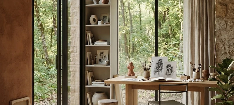 Atelier Stratégique — studio lumineux ouvert sur la nature