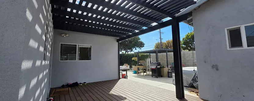 Louvered pergola and composite deck completed in Culver City