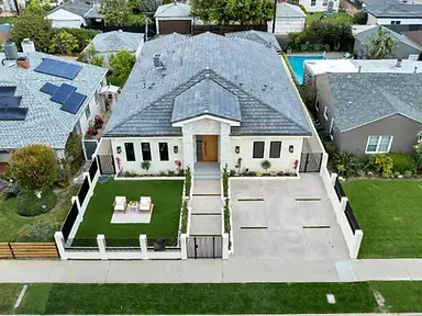 Aerial view of a completed New Construction home and lot in Valley Glen.