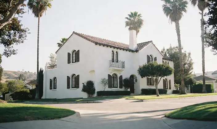 Spanish Colonial home after a full white exterior repaint
