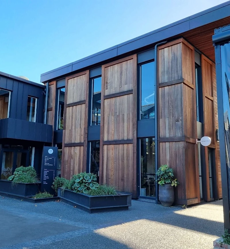Hastings CBD building with cedar slat cladding