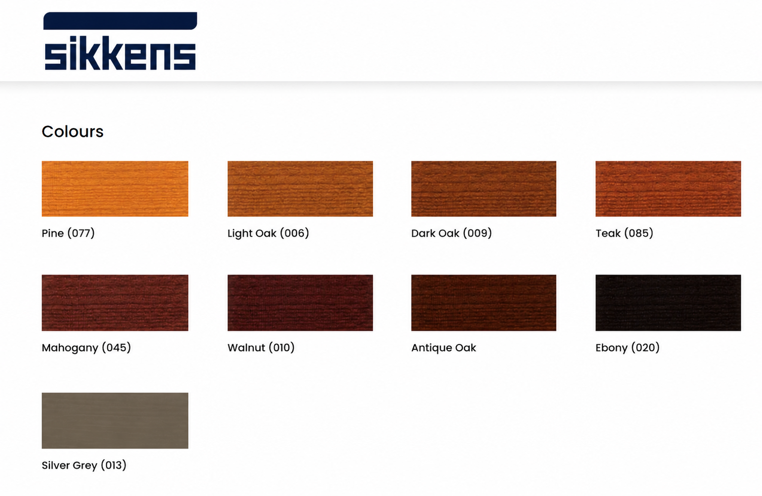 Sikkens colour chart