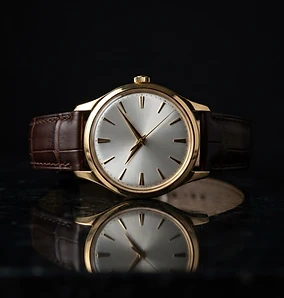 A slim gold dress watch
