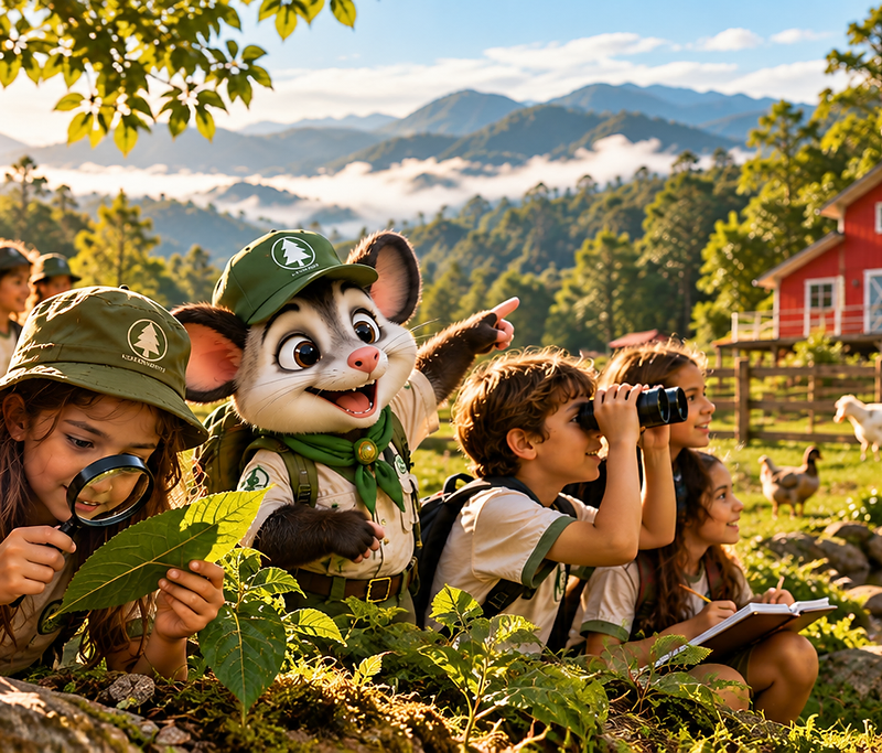 Crianças em uma atividade de escola na natureza no Parque Floresta Alta
