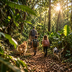 Família caminhando na Trilha Passos da Natureza