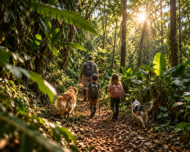 Família caminhando na Trilha Passos da Natureza