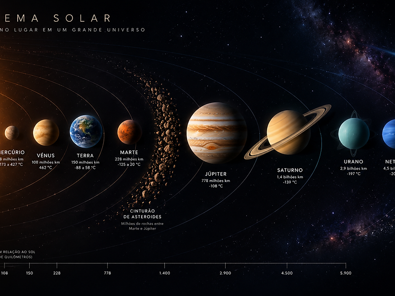 Infográfico do Sistema Solar