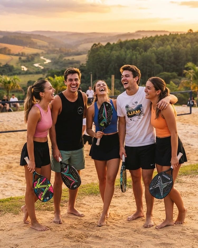 Atletas e amigos no campeonato