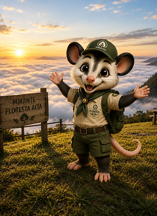 Ficha do Gam com suas poses oficiais de mascote do Parque Floresta Alta