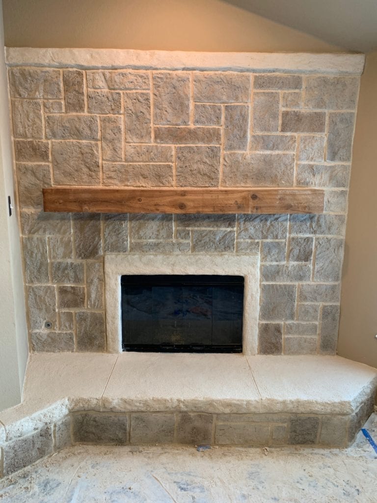 Brick fireplace transformed with Cre8stone overlay, no tear out