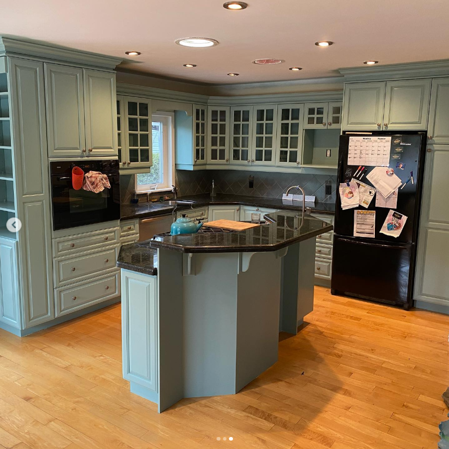 Kitchen cabinetry respray, after