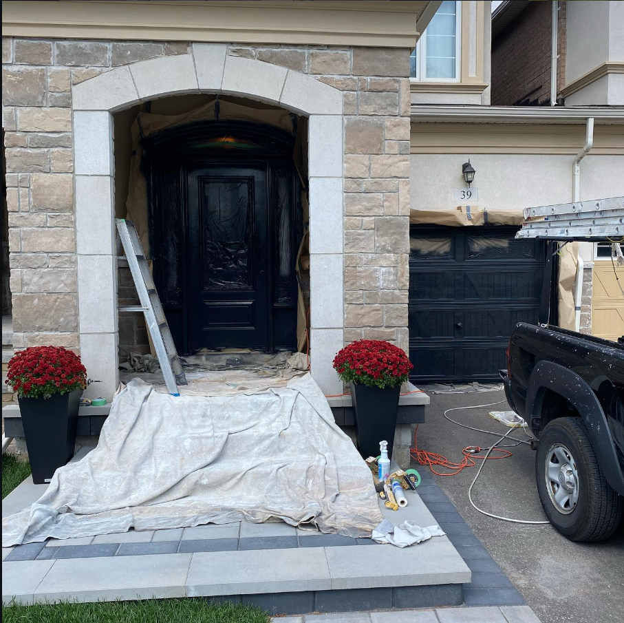 Front door and garage door painting, Halton Hills