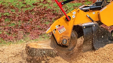 Stump grinder on a Brown's Tree Service job site