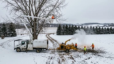 Chipper on a Brown's Tree Service job site
