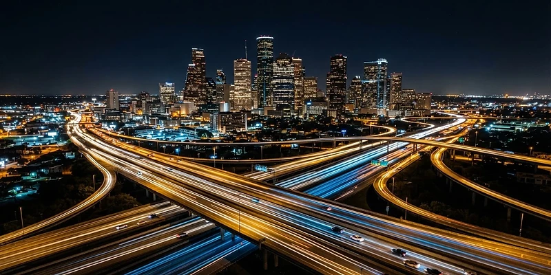 Houston highway light trails