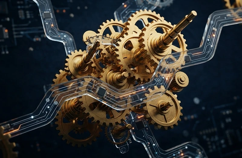 Golden gears and glass circuitry