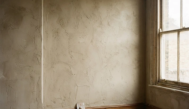 Fresh lime plaster base coat being worked onto an interior period wall