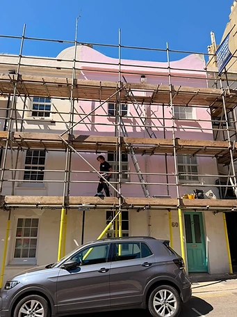 Full scaffold elevation showing extent of works