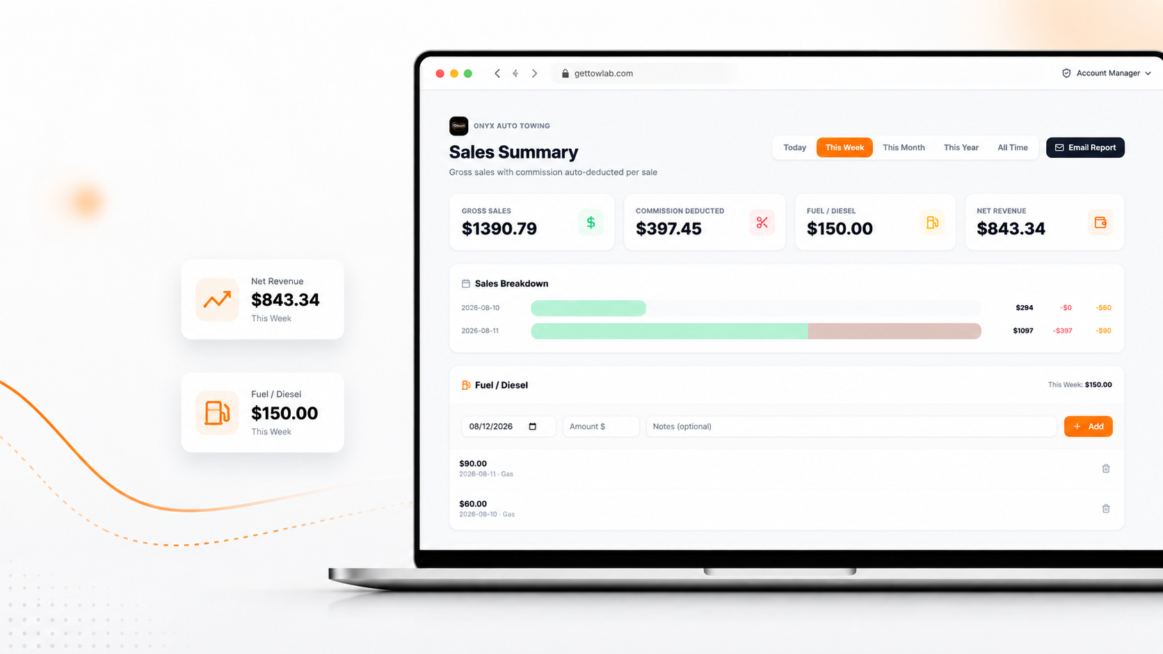 TowLab dashboard preview