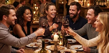 Friends raising glasses in a toast