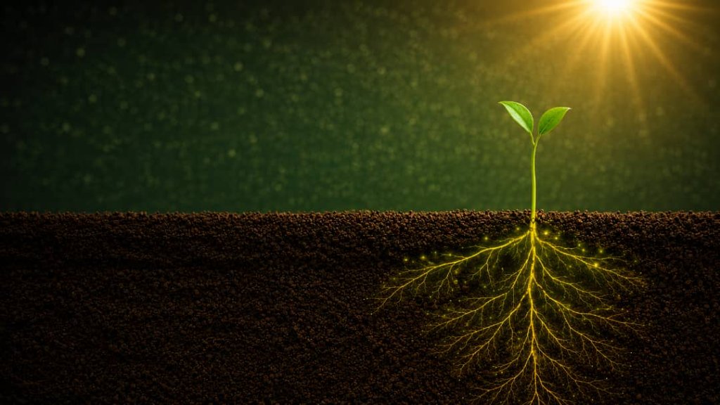 Seedling and root system