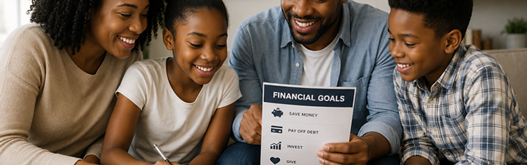 A family reviewing their financial plan together