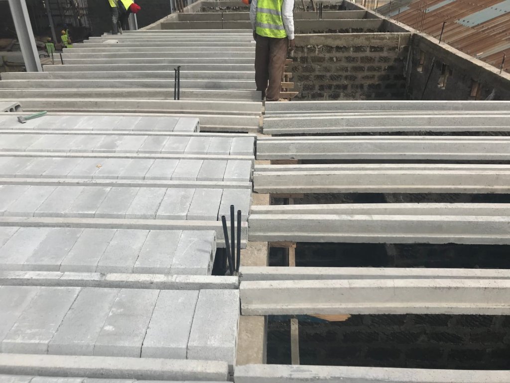 Beam & block layout on site