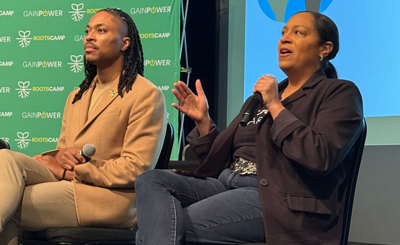 A panel discussion at a RootsCamp