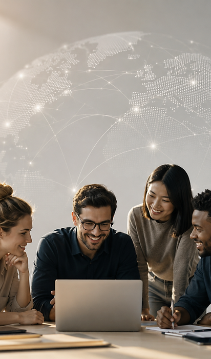 Startup-Team bei der kollaborativen Arbeit im Loft-Büro