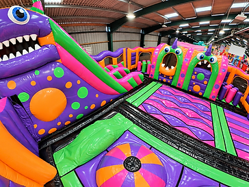 The monster slide, in a hall packed with colour