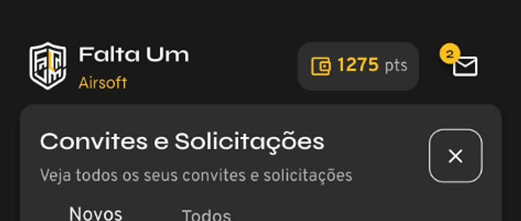 Convites da partida com confirmações no Falta Um